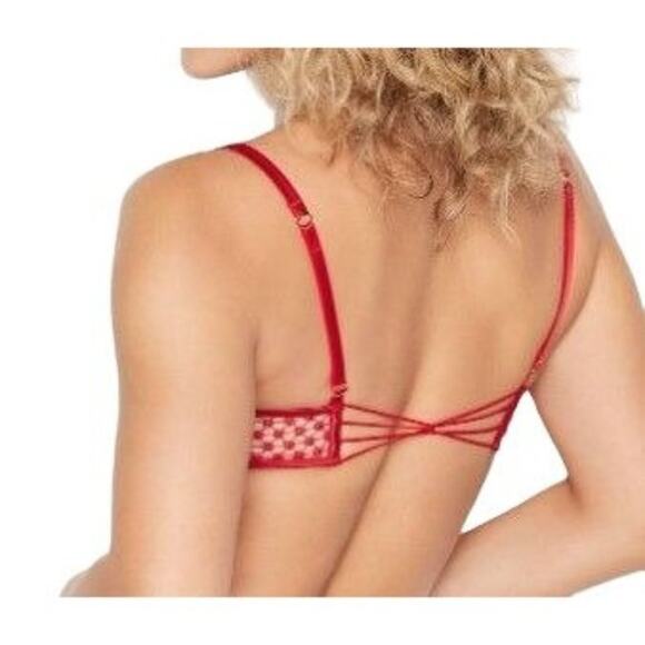 Victoria's Secret Luxe Lingerie Lace Starburst Unlined Demi Bra Red 34C - Picture 8 of 8